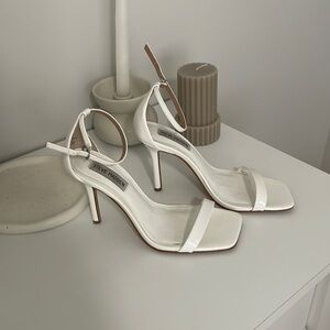 Steve Madden square toe white high heel sandals